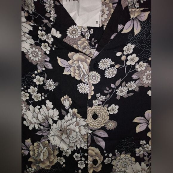 FF. LA Flower button down black&grey dress shirt Medium NWOT Great Condition - Picture 5 of 5